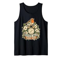 Estate Sale Early Bird Shopper Vintage Thrifter Robin Clock Sleeveless Tank Top product