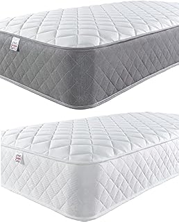 Aspire Beds Double Comfort Layers & AC Aspire-Cool Touch Diamond Tile Sleep Surface Foam Free Bonnell Sprung Value Mattress, White Border, 3ft Single (3ft x 6ft3)
