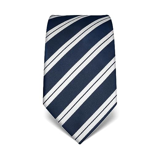 Vincenzo Boretti Corbata de hombre en seda pura, de rayas azul oscuro