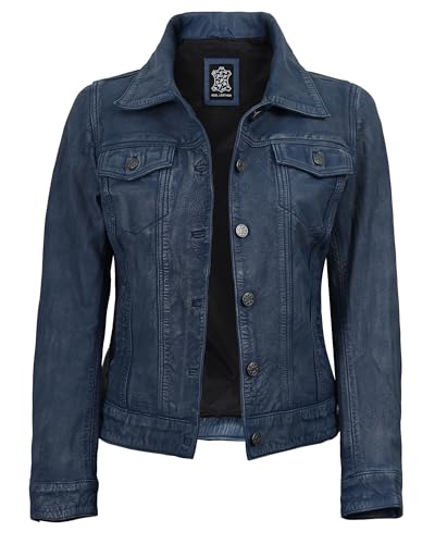 Image of Decrum Womens Leather Jacket - Real Lambskin Trucker Style Leather Jackets for Women