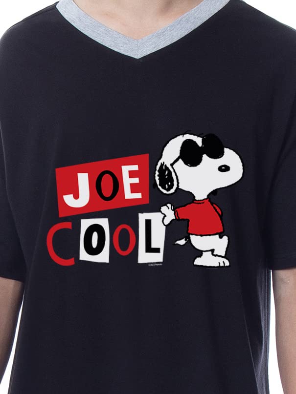 Peanuts Mens' Joe Cool Snoopy Classic Character Sleep Pajama Dress Shirt2