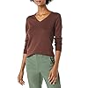 Amazon-Essentials-Womens-Classic-Fit-Lightweight-Long-Sleeve-V-Neck-Sweater Amazon Essentials Women's Classic-Fit Lightweight Long-Sleeve V-Neck Sweater (Available in Plus Size), Dark Chestnut Brown Heather, Medium