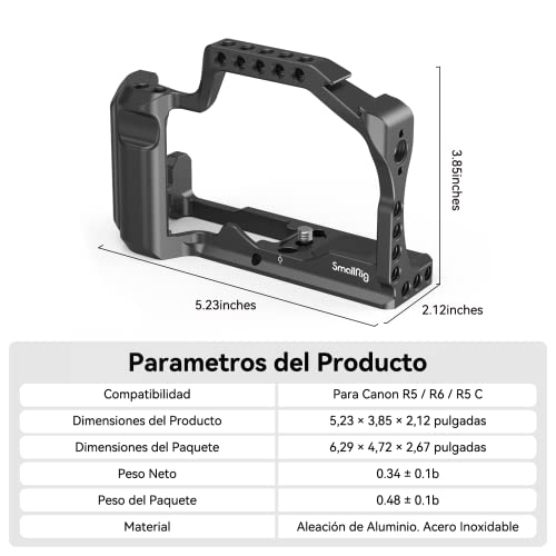 (Nueva Versión) SMALLRIG Cage para Canon M50 M50II y M5 con Placa Incorporada para Arca y Orificios Roscados de 1/4 y 3/8 - 2168C - imagen 9