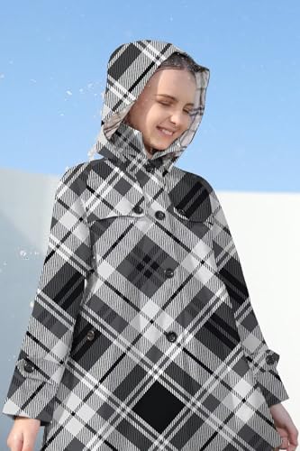 Image of Cromoncent Girl's Rain Jackets Waterproof Hoodie Trench Coat Cute Dress Coat Outerwear, 3-12 Years