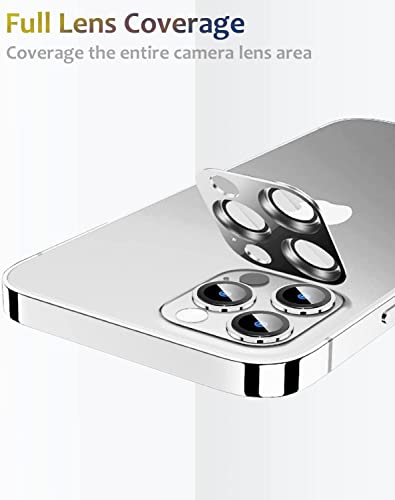 Image of Camera Lens Protector for iPhone 14 Pro /iPhone 14 Pro Max, Alloy Metal Camera Cover with Tempered Glass Screen Protector,Case Friendly,Scratch Resistant (SILVER)