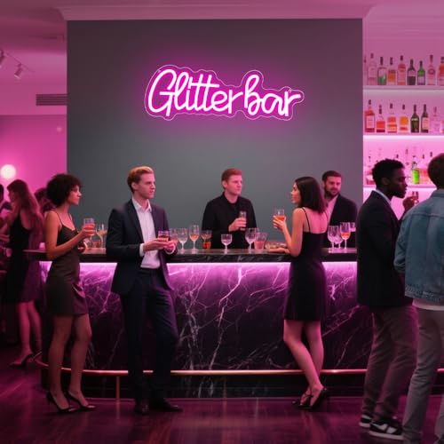 Image of Glitter Bar Neon Sign,Bar Signs for Home Bar Decor,Led Bar Sign for Wedding,Birthday Party,Music Festival,Bachelor Party,Halloween, Christmas Decoration,Best Gift for Boys and Girls