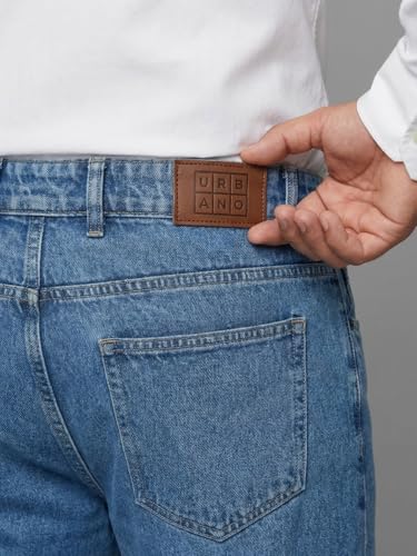 Image of Urbano Plus Men's Relaxed Fit Washed Denim Jeans Non-Stretchable