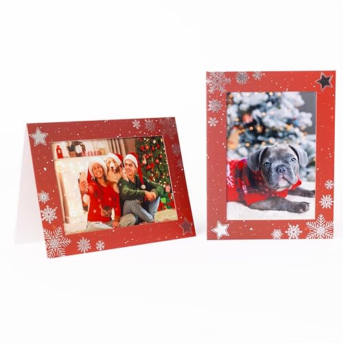 Pacote de 6 cartões de Natal com moldura de fotos com envelopes, adapta-se a fotos de 6 x 4 polegadas, cartões festivos personalizados, horizontal ou vertical, interior em branco