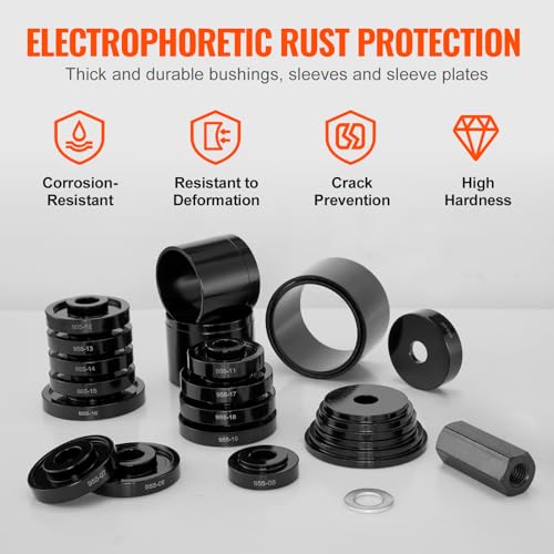 Image of VEVOR Wheel Bearing Press Kit, 23 pcs FWD Bearing Puller Tools, for Front Wheel Drive Bearing Removal and Installation, Wheel Bearing Tool with Sliding Screws, Bushings, Sleeve Plates, Storage Case