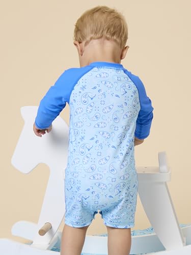 Image of RUGGEDBUTTS Baby /Toddler Boy Swimsuit, One Piece Zipper Rash Guard Sunsuit with UPF 50+ Sun Protection
