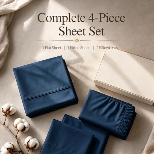 Image of MEISHANG 1000TC Egyptian Cotton Sheets Queen, 18-24 inch Extra Deep Pocket | 1000TC Egyptian Cotton Sheets, Sateen Weave, Ultra Soft & Breathable, OEKO-TEX Certified