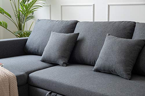 Kingway Sectional Sofa Bed with Storage Convertible Chaise Sofabed, 90.45833.6, Gray - Thumbnail 3