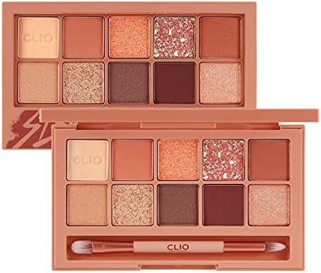 CLIO Pro Eye Shadow Palette | Matte, Shimmer, Glitter, Pearls, Highly Pigments, Long-Wearing | Street Brick (#04)