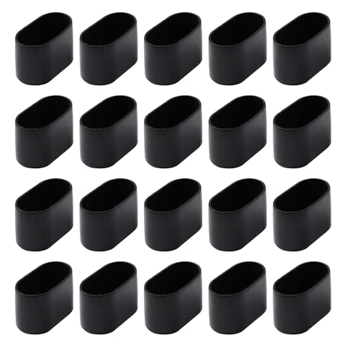 HDGSAFD - Lot de 20 capuchons de protection ovales pour pieds de chaise de jardin - Accessoires de protection pour pieds de chaise - Noir