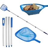 Red de Aterrizaje para Limpieza de Piscinas, Red de Hojas para Piscinas, Red de Aterrizaje para Piscina, 83-200 cm de Largo, Varilla de Manga Extraíble de 4 Secciones, para Piscinas, Estanques, Algas