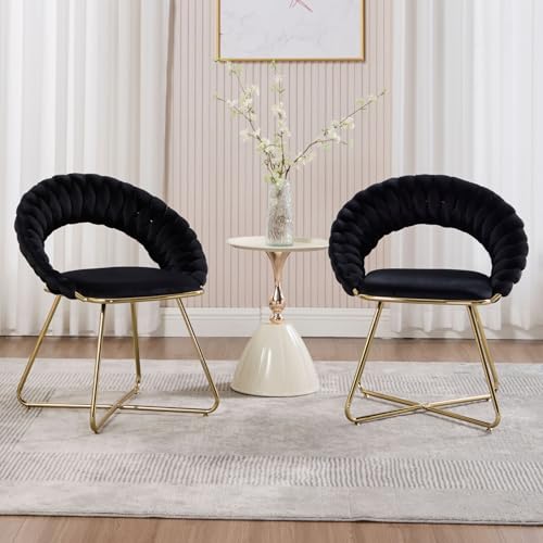 chairus Juego 2 de Sillones Salón Elegantes Sillas Butaca de Terciopelo con Base Dorada, Sillas...