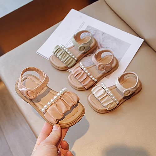 Toddler Girls Round Toe Foot Warmer Girls' Sandals Summer Children's Soft Sole Shoes Pearl Decoration Fashion3