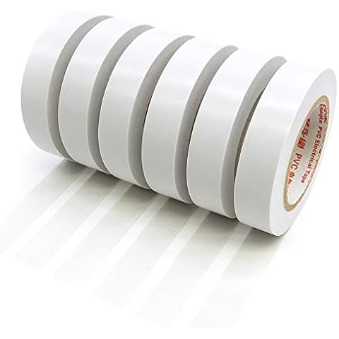 WooZuu White Insulation Tape 0.6 Inch 15M Electrical PVC Electrical Tape 50 Feet 6 Pack Cover