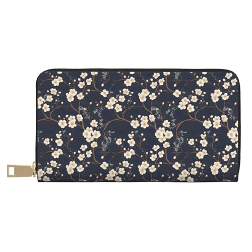 Elegant White Flowers (A) Print Wallet Women, Leather Bifold Multi Card Wallet, Long Purse Women's Wallets