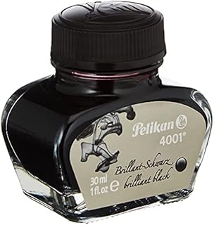 Pelikan 4001 Bottled Ink for Fountain Pens, Brilliant Black, 30ml, 1 Each (301051)