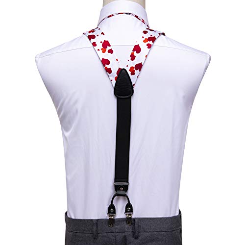 Image of Dubulle Suspender and Bow Tie for Men Paisley Solid Mens Suit Braces Pretied Bowtie and Handkerchief Cufflinks Formal Wedding