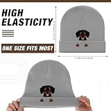 Chicingyou Dachshund Beanie Hat Gifts for Men Women Weiner Dog Winter Knit Hat Embroidered Cute for Dachshund Dog Lovers(Gray,Dachshund)