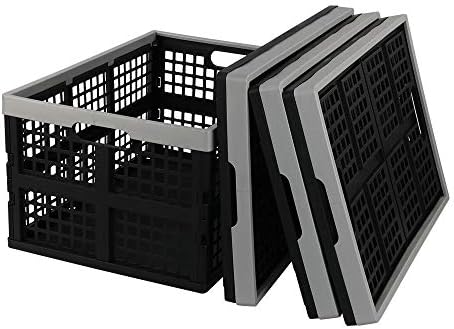 Gitany Plastic Crates for Storage, Pack of 4 Collapsible Crate, 42 L
