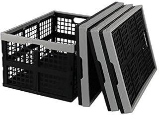 Gitany Plastic Crates for Storage, Pack of 4 Collapsible Crate, 42 L