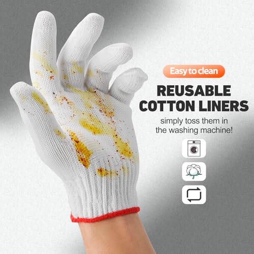 Onlyfire BBQ-Grillhandschuhe Set, 4 Nylon-handschuh mit 100 Stück Schwarze Nitril-Einweghandschuhe | Puderfreie Latexfreie, Handschuhe für Lebensmittelverarbeitung, Schneiden, Haushalt & Reinigung