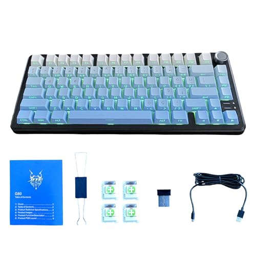 Clavier de jeu mécanique sans fil 75 % RVB rétroéclairé USB-C BT - 5