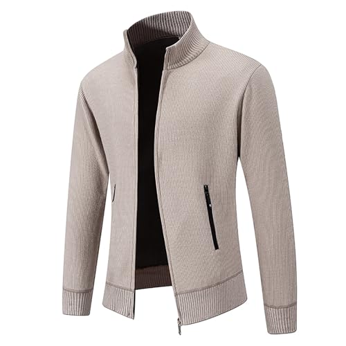 Mens Full Zip Cardigan Sweaters Unisex Relax Fit Lapel Collar Raglan Sleeve Casual Ribbed Sweater with Zipper Pockets2