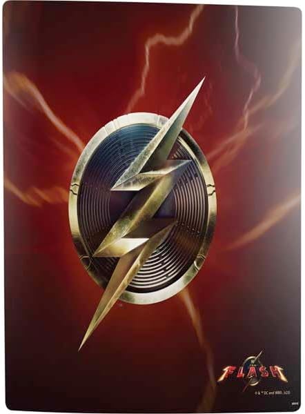 Skinit Decal Gaming Skin Compatible with PS5 Digital Edition Bundle - Officially Licensed DC Comics The Flash Movie: Logo Poster Design