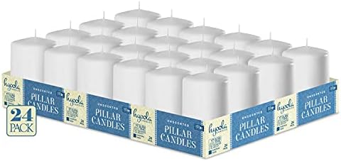 HYOOLA White Pillar Candles 50/75 mm (2 x 3 Inch) - 24 Pack Unscented Pillar Candle Set - European Made