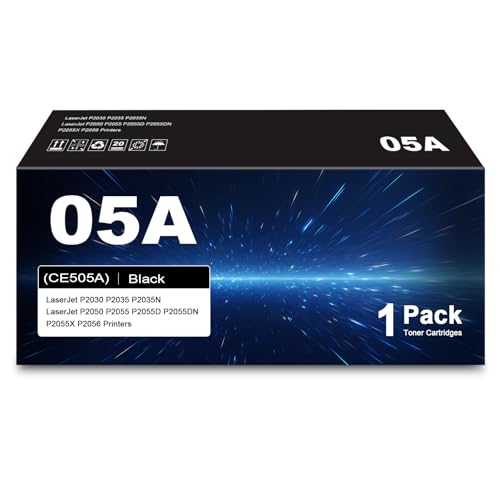 05A   Cartucho de tóner compatible con HP 05A 05X CE505A CE505X Laserjet P2030 P2035 P2035N P2050 P2055 P2055X P2055D P2055DN P2056   con chip   (1 negro)