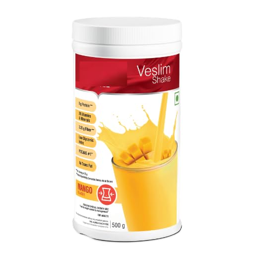 Veslim Shake Mango Flavour, 9g Protein, 26 Vitamins & Minerals, Low Glycemic Index, 500g-image-23