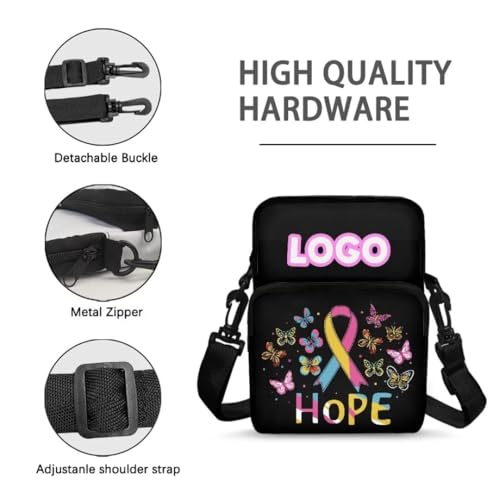 Image of Crossbody Bag for Women Sling Purse Pink Ribbon Cell Phone Holder with Straps