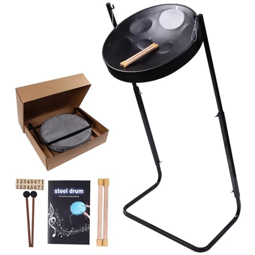 SINGOFIRE 8 Note Steel Drum Steelpan Educational Instrument | Adjustable Height 19-36 inches | Handcrafted with Mallets Travel Bag (Black)