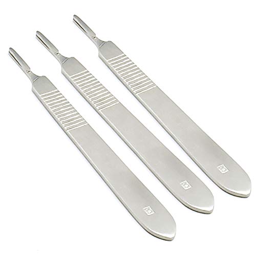 AAProTools 3 Pcs Scalpel Handles,No.3 Dental Stainless Steel Instruments Non-Slip Lightweight