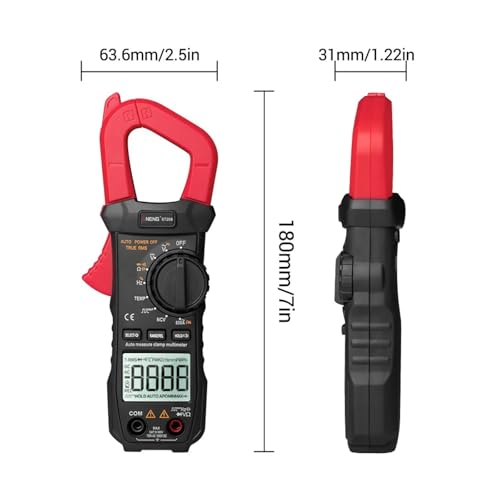 Multímetro digital con pinza amperimétrica 6000 cuentas True RMS, para corriente DC/AC, display de rango automático miniatura 4