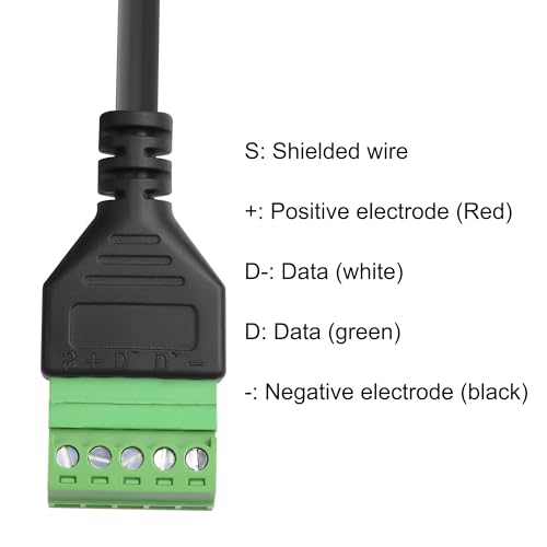 MEIRIYFA Micro USB Male to 5 Pin Screw Terminal Block Connector Adapter,Micro USB to 5Pin /Way Terminal Block Charging Data Transfer Connector Extension Cable-32CM (2PCS) by MEIRIYFA - Image 3