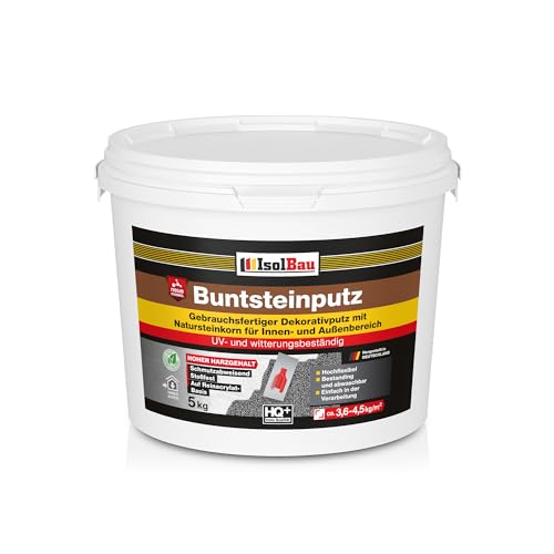 Isolbau Buntsteinputz - Mosaikputz für innen & außen - Frostsicher wasserfest stoßfest - BP20 (Weiß Grau Schwarz) 5 kg