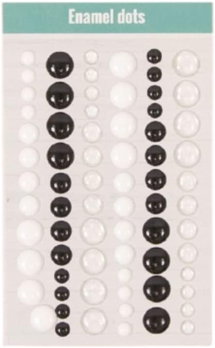 Craftelier - Enamel Dots Black and White | Mini Self-Adhesive Stickers with Pearlescent Finish for Scrapbooking and Crafting Projects | Includes 72 Coloured Pieces