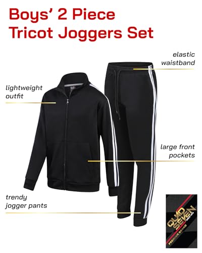 Quad Seven Boys Tracksuit Set - 2 Piece Athletic Tricot Zip Up Boys Sweatshirts and Jogger Pants Outfit (Sizes 4-18)2