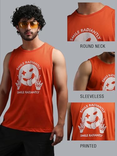 Image of CHKOKKO Sleeveless T Shirts Gym Vest for Men Workout Graphic Printed Premium Cotton Blend Tank Top for Man Running Vest Sando Gym Wear Lightweight Breathable Casual Summer Wear Boys