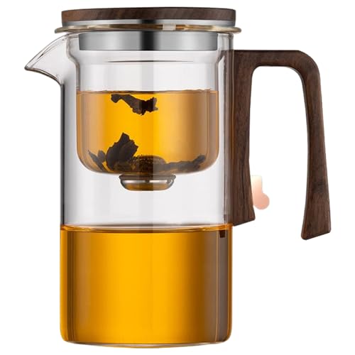Magnetic Glass Teapot with Handle & Spout - Heat Resistant Infuser for Loose Leaf Tea, Detachable & Washable with Lid for Home, Office, or Teahouse
