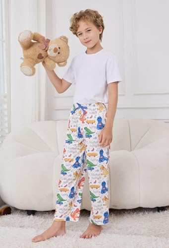 Boys Cartoon Pajama Pants 3 Pack Soft Sleep Pants, Elastic Waist Drawstring Pj Bottoms for Boys with Pockets3