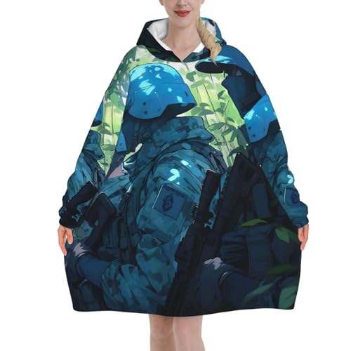 Couverture à capuche contre les frissons hivernaux en flanelle bleue