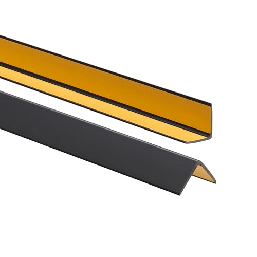 ProfiPVC Perfil angular de PVC 25x25mm, 80cm - ángulo pvc, autoadhesivo listón de plástico, protección de esquinas y bordes, esquina de gomma para cantos - cantonera protector, Negro