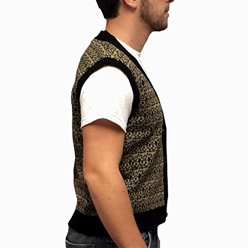 My Party Shirt Ferris Bueller Sweater Vest - Costume & Everyday Wear 80s Movie Halloween Outfit - Black & Gold Patterned Knit2