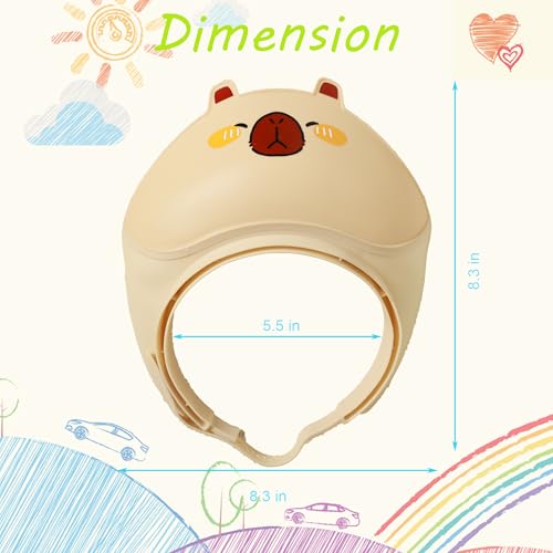 Image of Baby Shower Cap - Waterproof Bath Visor for Toddlers 1-3 Years, Extra Soft Silicone Hair Washing Hat for Kids, Keep Water Out of Eyes (Khaki)